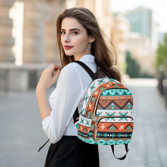 7255 Western Aztec Backpack Purse Quilted Mini Fashion Backpacks main image 4